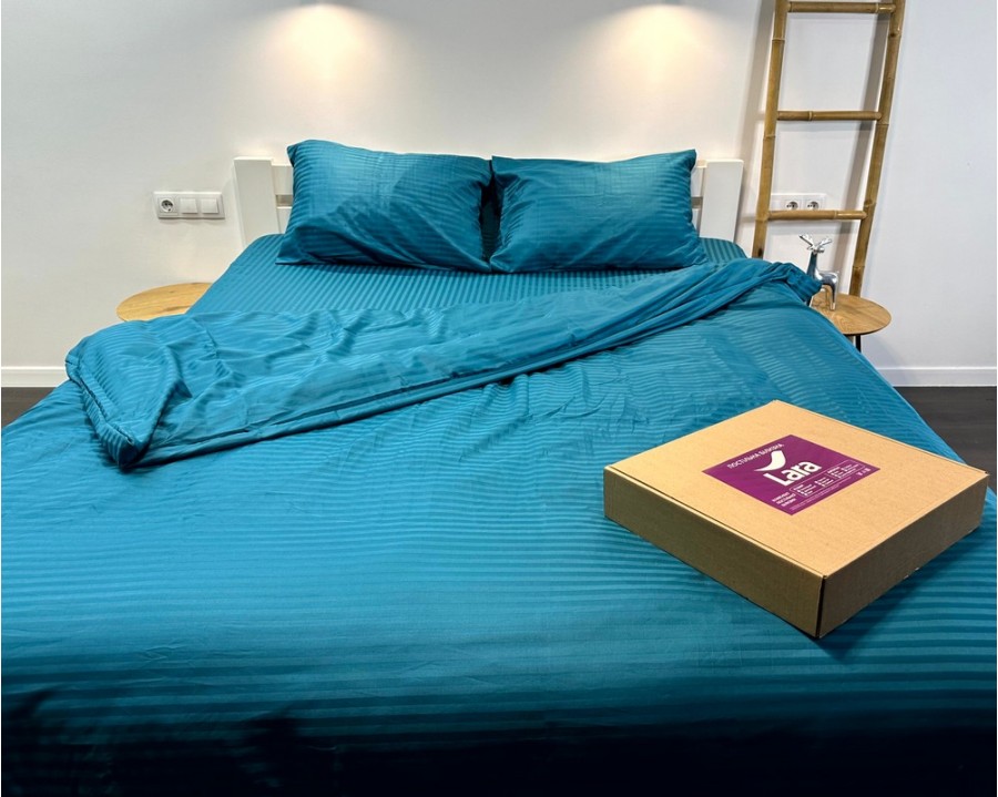 Постільна білизна LARA d13227р turquoise сатин-страйп LUX полуторна