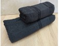 Набор махровых полотенец турецких Gulcan 50х90+70х140  Jacquard Cotton Lux Yeni Grek Antrasit