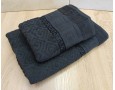 Набор махровых полотенец турецких Gulcan 50х90+70х140  Jacquard Cotton Lux Yeni Grek Antrasit