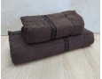 Набор махровых полотенец турецких Gulcan 50х90+70х140  Jacquard Cotton Lux Yeni Grek Brown