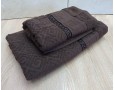 Набор махровых полотенец турецких Gulcan 50х90+70х140  Jacquard Cotton Lux Yeni Grek Brown
