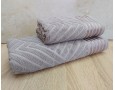 Набор махровых полотенец турецких Gulcan 50х90+70х140  Jacquard Cotton Lux Yeni Cizgili Dark Beige