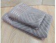 Набор махровых полотенец турецких Gulcan 50х90+70х140  Jacquard Cotton Lux Yeni Cizgili Dark Beige