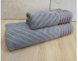Набор махровых полотенец турецких Gulcan 50х90+70х140  Jacquard Cotton Lux Yeni Cizgili Gray