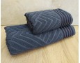 Набор махровых полотенец турецких Gulcan 50х90+70х140  Jacquard Cotton Lux Yeni Cizgili Antrasit