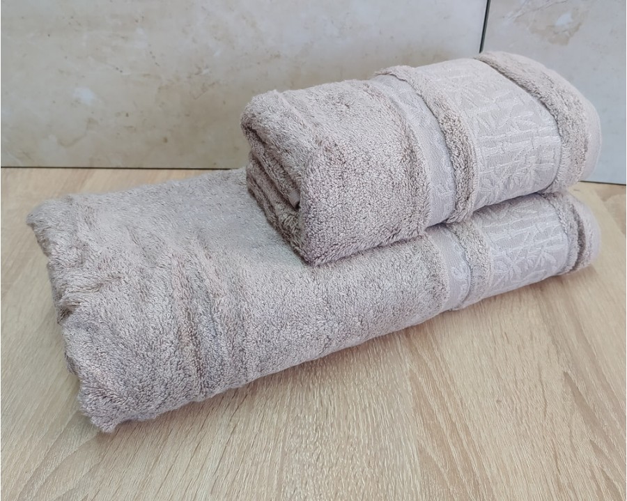 Набор бамбуковых махровых полотенец турецких Cestepe 50х90+70х140  Bamboo Aymira Dark Bej