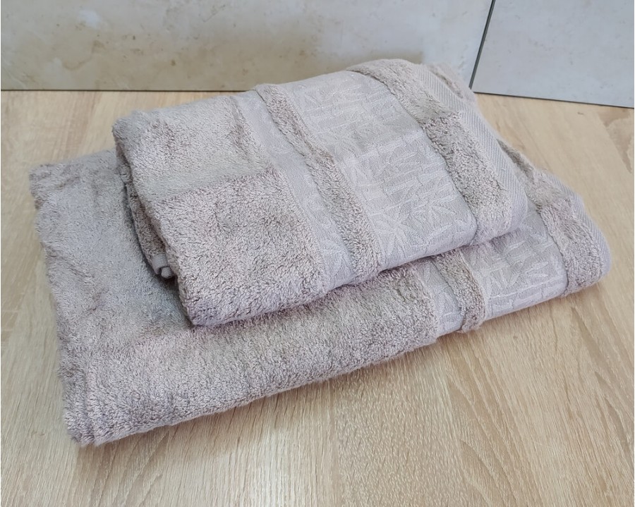 Набор бамбуковых махровых полотенец турецких Cestepe 50х90+70х140  Bamboo Aymira Dark Bej