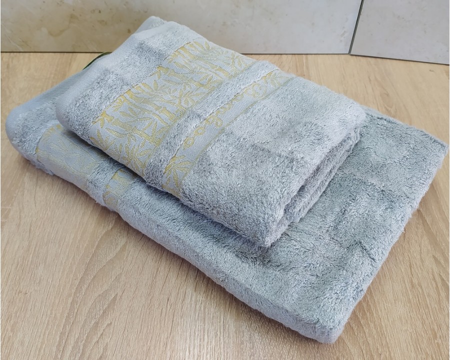 Набор бамбуковых махровых полотенец турецких Cestepe 50х90+70х140  Bamboo Aymira Light Grey