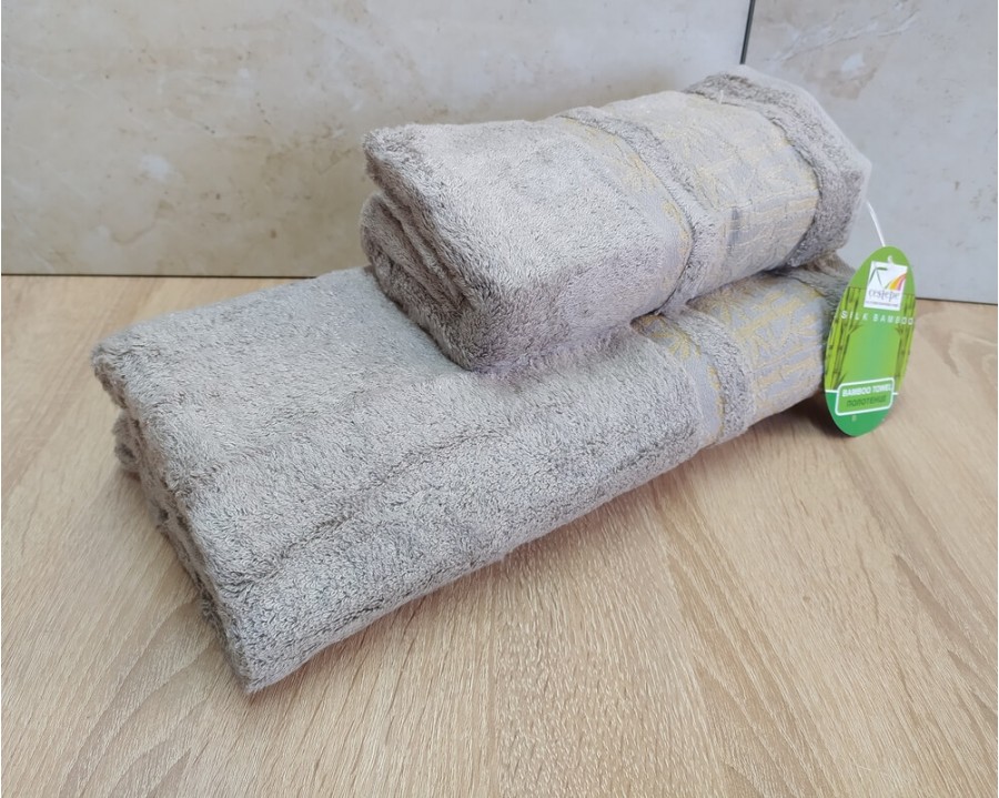 Набор бамбуковых махровых полотенец турецких Cestepe 50х90+70х140  Bamboo Aymira Acik Bej