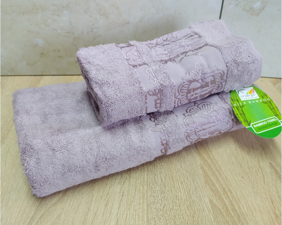 Набор бамбуковых махровых полотенец турецких Cestepe 50х90+70х140  Bamboo Floral Gulkurusu