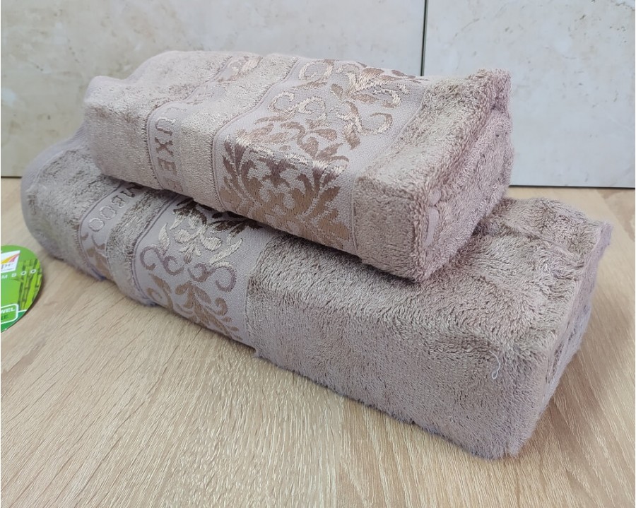 Набор бамбуковых махровых полотенец турецких Cestepe 50х90+70х140 Bamboo Ecol Dark Bej