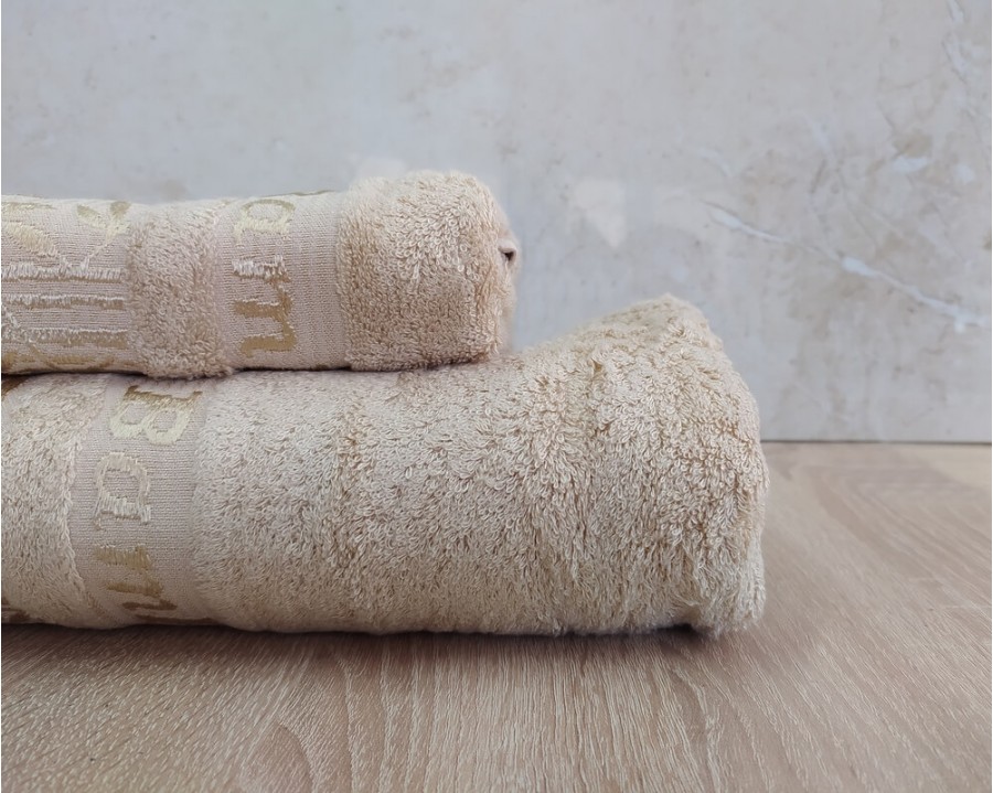 Набор бамбуковых махровых полотенец турецких Cestepe 50х90+70х140  Bamboo Zumrut Light Bej