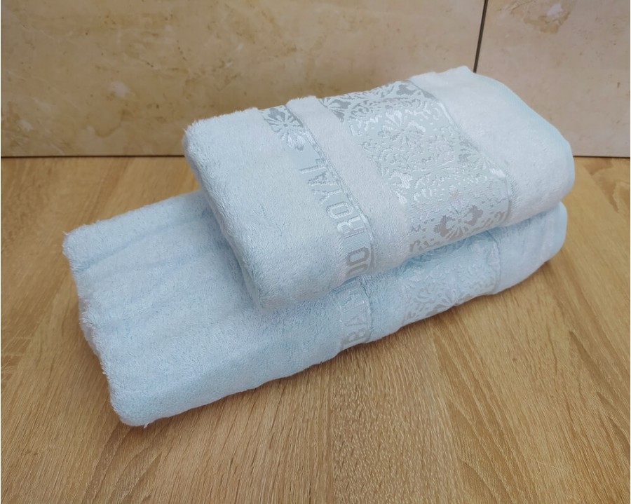 Набор бамбуковых махровых полотенец турецких Cestepe 50х90+70х140  Bamboo Royal light blue