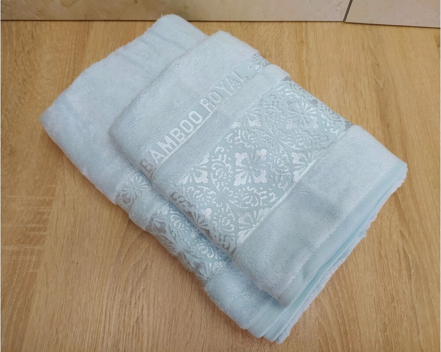 Набор бамбуковых махровых полотенец турецких Cestepe 50х90+70х140  Bamboo Royal light blue