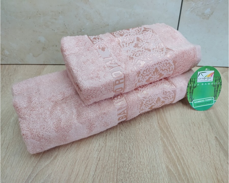 Набір бамбукових махрових рушників турецьких Cestepe 50х90+70х140  Bamboo Royal somon