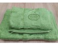 Набор бамбуковых махровых полотенец турецких Zeron 50х90+70х140  Bamboo Agaс Desen зеленый 2