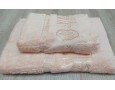 Набор бамбуковых махровых полотенец турецких Zeron 50х90+70х140  Bamboo Agaс Desen персиковый 3