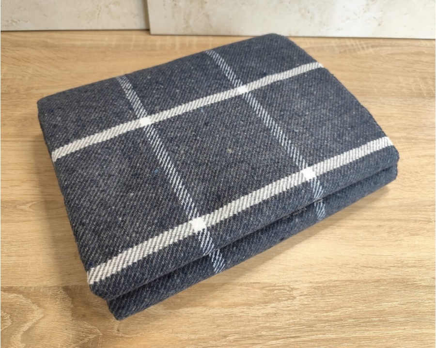 Плед-покрывало хлопковое Vladi Валенсия HARRY бело-дымчато-светло-синее 140х200