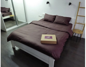 Постельное белье LARA сатин-страйп LUX chocolate d13232р полуторное