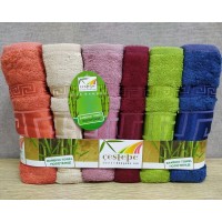 Набор турецких махровых бамбуковых полотенец 50х90 Cestepe 6 штук Bamboo Grek Dark