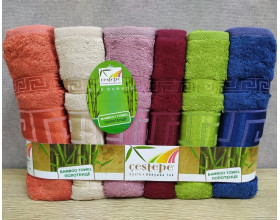Набір турецьких махрових бамбукових рушників 50х90 Cestepe 6 штук Bamboo Grek Dark