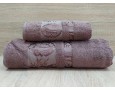 Набор бамбуковых махровых полотенец турецких Zeron 50х90+70х140  Bamboo Agaс Desen коричневый 2